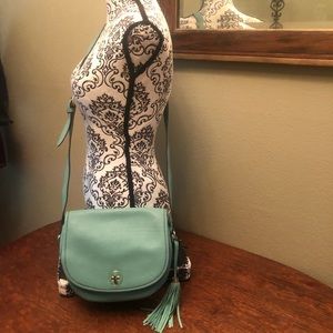 Isaac Mizrahi Light Green Flap Front Crossbody
